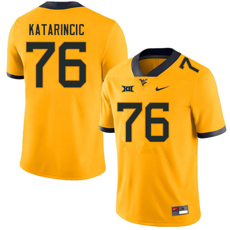 Men #76 Charlie Katarincic West Virginia Mountaineers College Football Jerseys Sale-Gold